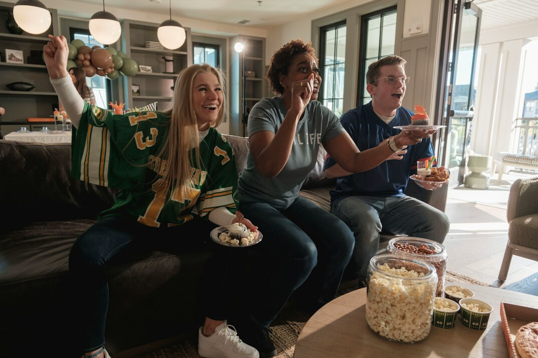 group watching movie together