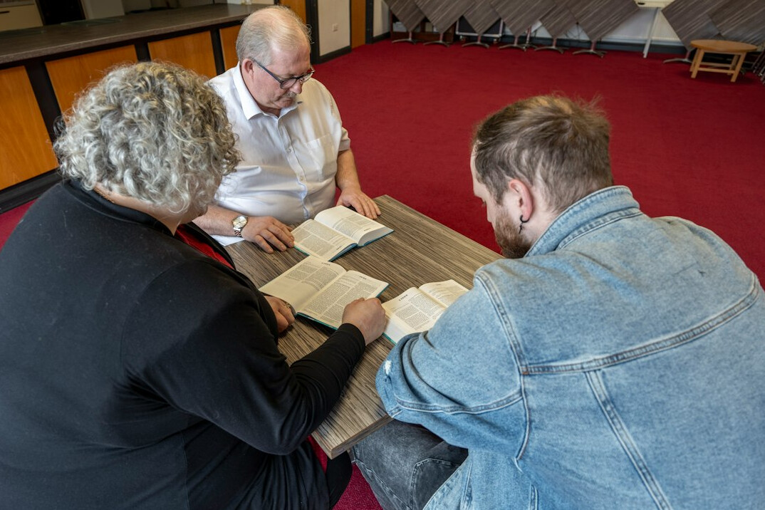 group discussing book